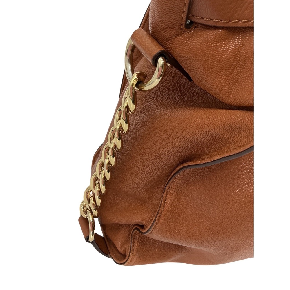 Michael Kors Hamilton Satchel Purse Cognac Leather Gold Hardware Top Handle bag - Picture 6 of 13